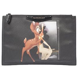 Givenchy Antigona Bambi Clutch Black / Tan / White Leather Medium Black