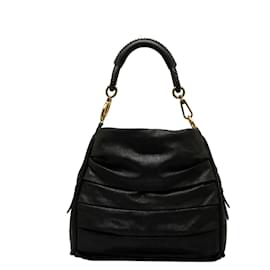 Dior-Pleated Leather Libertine Hobo Bag-Black
