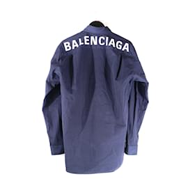 Balenciaga-BALENCIAGA Tops Camiseta.fr 36 Algodón-Azul marino