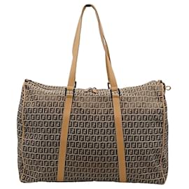 Fendi-Fendi travel shoulder bag in beige zucchini canvas-Beige