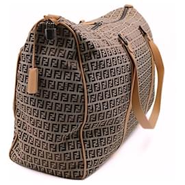 Fendi-Fendi travel shoulder bag in beige zucchini canvas-Beige