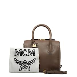 MCM-Borsetta in pelle-Marrone