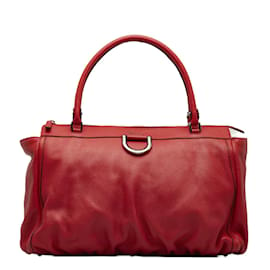 Gucci-Gucci Leather Abbey D-Ring Handbag  Leather Tote Bag 341491 in Excellent condition-Red