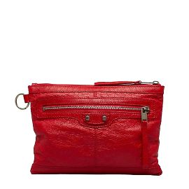 Clutch in pelle Balenciaga Classic Clip M Rosso