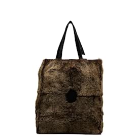 Chanel-CC Lapin Fur Tote Bag-Brown