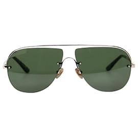 Autre Marque-Silver aviator sunglasses with tortoise shell arms-Silvery