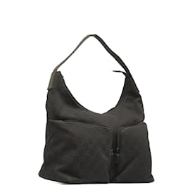 Gucci-GG Canvas Double Pocket Shoulder Bag 105648-Brown