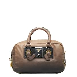 Prada-Ombre Leather Handbag-Brown