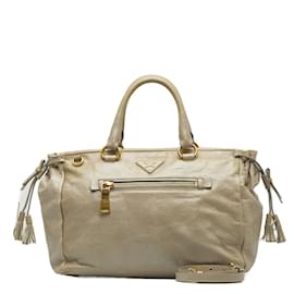 Prada-Prada Vitello Lux Satchel Leather Handbag in Good condition-Beige