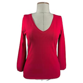Prada V-Ausschnitt Pullover rot Baumwolle Viscose Rot