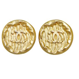 Chanel-Boucles d'oreilles clips Chanel Gold CC-Doré