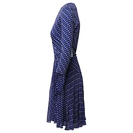 Diane Von Furstenberg-Diane Von Furstenberg Irina Wrap Flare Dress in Blue Silk-Blue