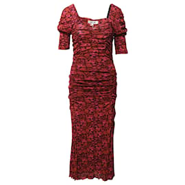 Diane Von Furstenberg-Diane Von Furstenberg Dacey Ruched Dress in Red Nylon-Red