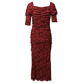 Diane Von Furstenberg-Diane Von Furstenberg Dacey Ruched Dress in Red Nylon-Red