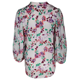 Autre Marque-Camisa Saloni com estampa floral em seda multicolorida-Multicor