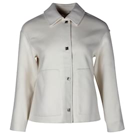 Hermès-Jaqueta Hermes Paris com botão frontal em caxemira branca-Branco