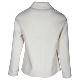 Hermès-Hermes Paris Button-Front Jacket in White Cashmere-White