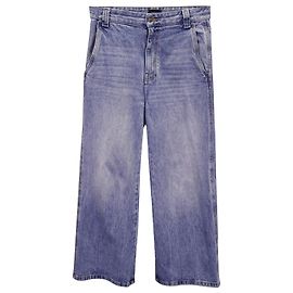 Khaite Ian Mid-Rise Jeans mit weitem Bein aus blauer Baumwolle Andere