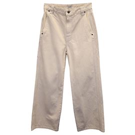 Jeans Khaite Ian de cintura média e perna larga em algodão creme Branco Cru
