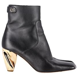Dior-Dior Rhodes Ankle Boots in Black Calfskin Leather-Black