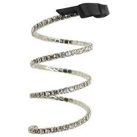 Bracciale Miu Miu con nastro a spirale e strass in metallo argentato Argento