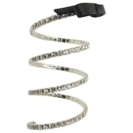 Miu Miu-Pulseira de strass em espiral com fita Miu Miu em metal prateado-Prata