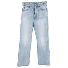 Céline-Celine Straight Leg Jeans em jeans de algodão azul claro-Azul