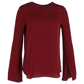 Theory Langarmshirt aus burgunderroter Seide Bordeaux