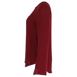 Theory-Theory Long Sleeve Top in Burgundy Silk-Dark red