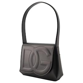 Dolce & Gabbana-DG Logo Shoulder Bag - Dolce&Gabbana - Leather - Black-Black