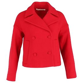 Marni Double Breasted Cropped Jacket in Red Wool Red