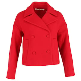 Marni-Marni lined Breasted Cropped Jacket in Red Wool-Red
