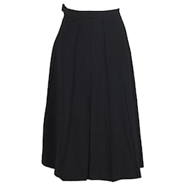 Chanel-Falda midi plisada de corte A de Chanel en lana negra-Negro