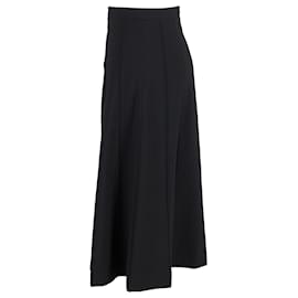 Chanel-Chanel A-Line Pleated Midi Skirt in Black Wool-Black