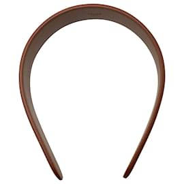 Céline-Celine Triomphe Headband in Brown Leather-Brown