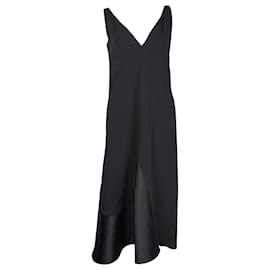 Stella Mc Cartney-Stella McCartney V-neck Midi Dress in Black Viscose-Black