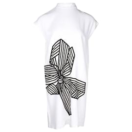 Stella Mc Cartney-Stella McCartney Kleid mit Stehkragen und Schleifenmuster aus weißer Viskose-Weiß