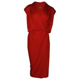 Lanvin-Lanvin Vestido Estilo Wrap em Viscose Vermelha-Vermelho