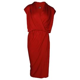 Lanvin-Lanvin Wrap Style Dress in Red Viscose-Red