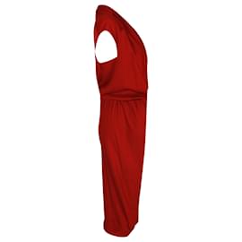 Lanvin-Lanvin Robe Style Portefeuille en Viscose Rouge-Rouge