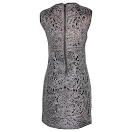 Maje-Maje V-neck Mini Dress in Silver Polyester-Silvery,Metallic