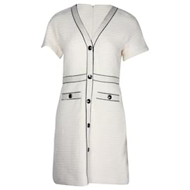 Maje-Maje Bouclé-Tweed Mini Dress in Cream Cotton-White