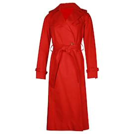 Maje-Maje Goldie Trench Coat in Red Cotton-Red