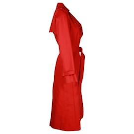 Maje-Maje Goldie Trench Coat in Red Cotton-Red