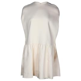 Valentino Garavani-Valentino Garavani Cape-Effect Gathered Mini Dress in Cream Silk-White,Cream