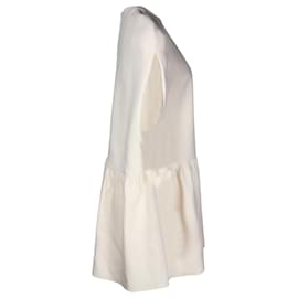 Valentino Garavani-Mini-robe froncée effet cape Valentino Garavani en soie crème-Blanc,Écru