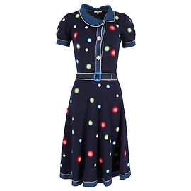 Kenzo Polka Dot Kurzarmkleid aus marineblauer Wolle Blau Marineblau