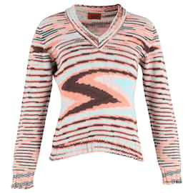 Missoni-Missoni V Neck Sweater in Multicolor Cashmere-Other,Python print
