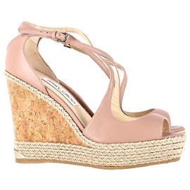 Jimmy Choo Dakota 120 Wedge Sandals in Pink Leather  Pink