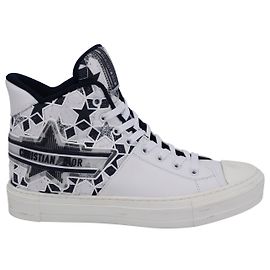 Scarpe da ginnastica alte Dior Walk'N'Dior Star con lacci in pelle bianca Bianco